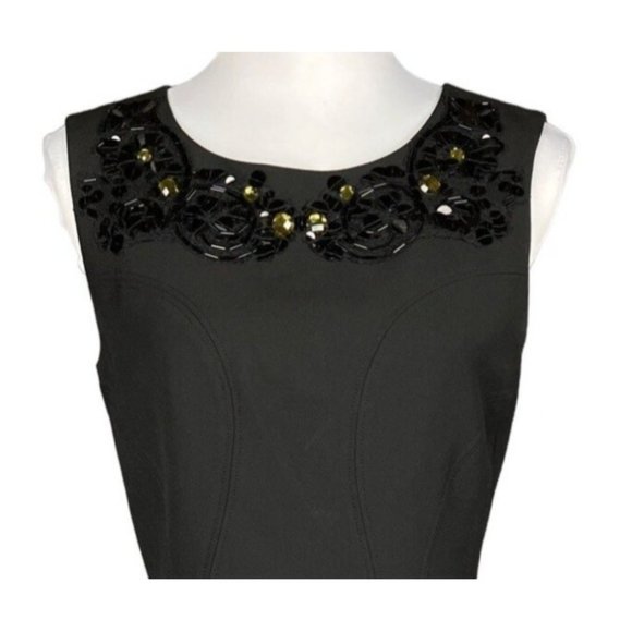 Diane Von Furstenberg Sleeveless Black Embellished Sheath Dress Size 8 - Picture 2 of 10